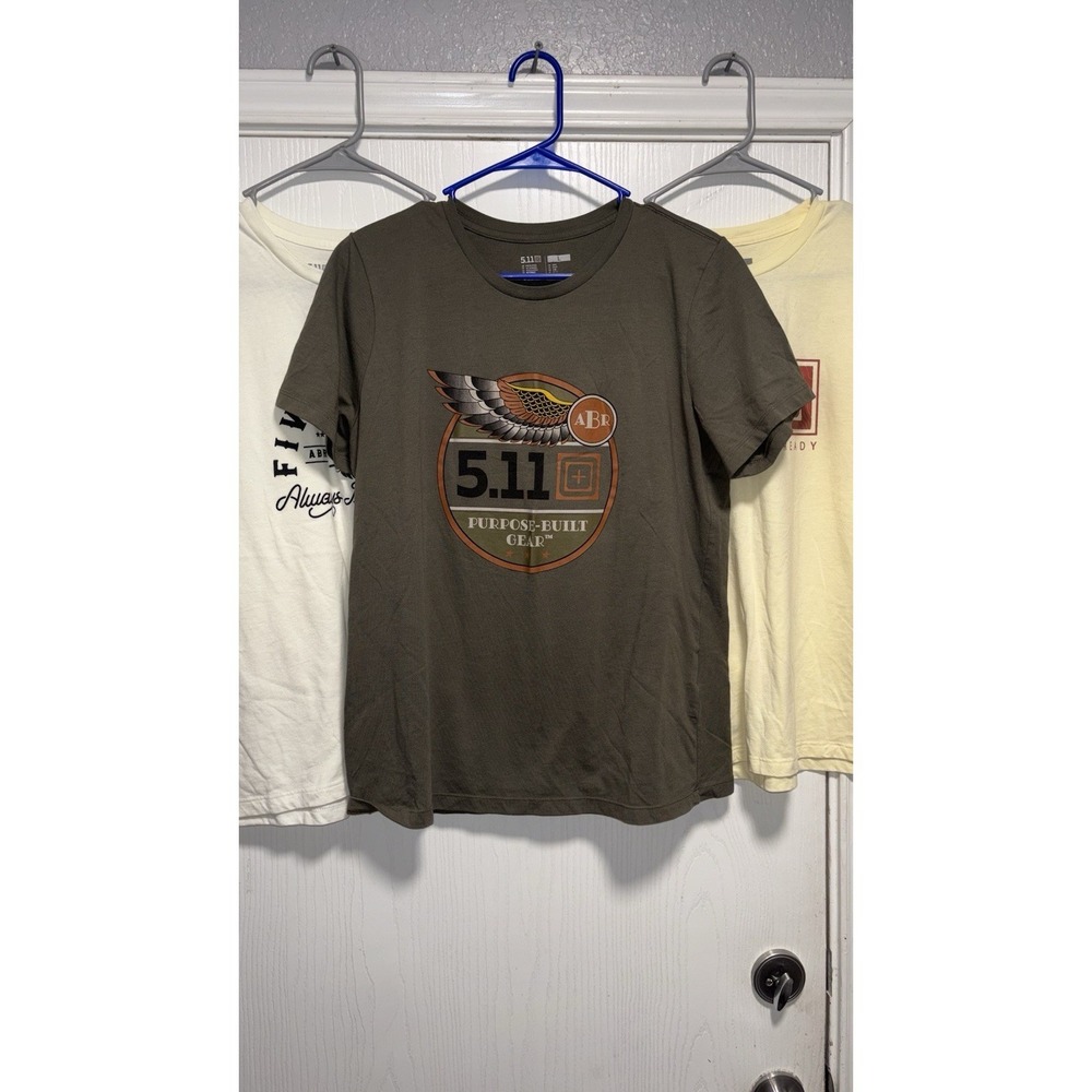 5.11 Tactical Women's T-Shirts Lot Is 3 Large Graphic Olive Green Yellow White